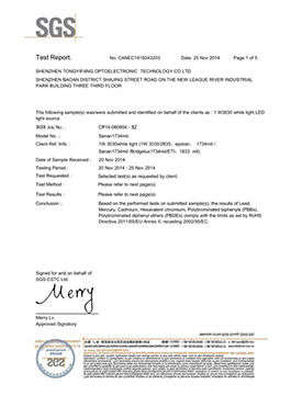 CERTIFICATE of lamps