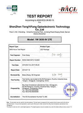 CERTIFICATE of lamps
